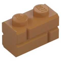 LEGO Medium Dark Flesh Brick 1 x 2 with Embossed Bricks (98283)