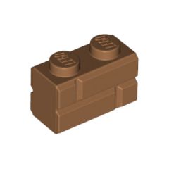 LEGO Medium Dark Flesh Brick 1 x 2 with Embossed Bricks (98283)