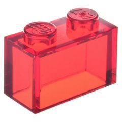 LEGO Transparent Red Brick 1 x 2 without Bottom Tube (3065 / 35743)