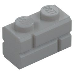 LEGO Medium Stone Gray Brick 1 x 2 with Embossed Bricks (98283)