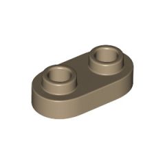 LEGO Dark Tan Plate 1 x 2 with Rounded Ends and Open Studs (35480)