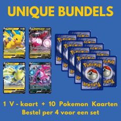1 V-Kaart + 10 Pokémon kaarten 